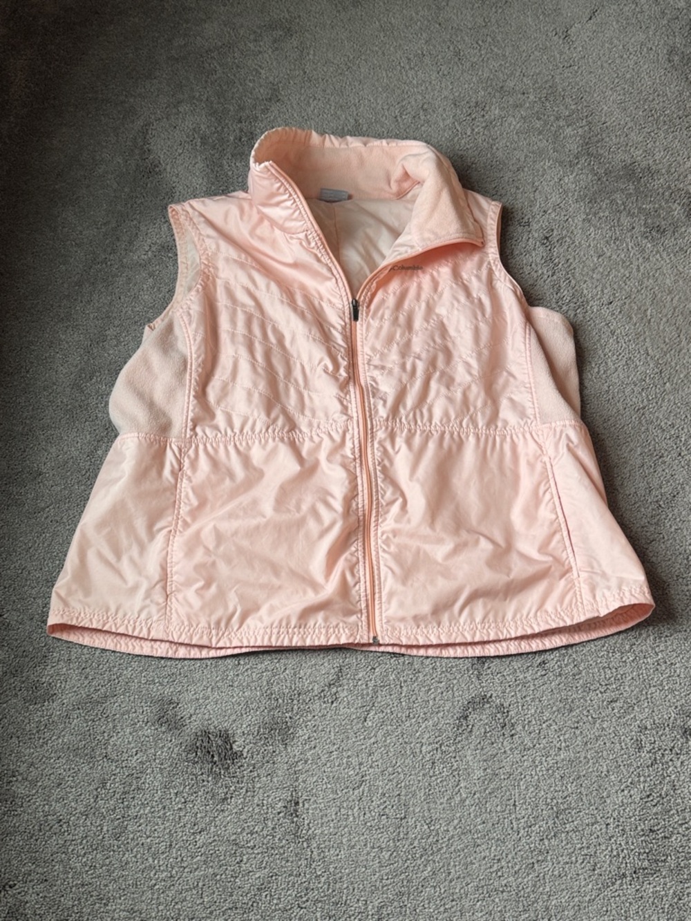 Columbia Pink Fleece Lined Zip Vest SIZE 2X Lightweight Outdoor Fall Jacket